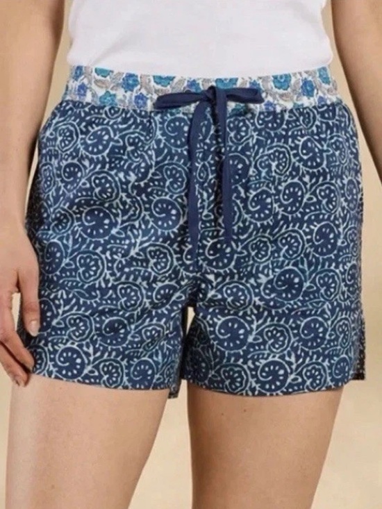 Sundance Pants - New Sundance Kai Shorts Blue Floral Bohemian Lightweight Cotton XL Beach Boho